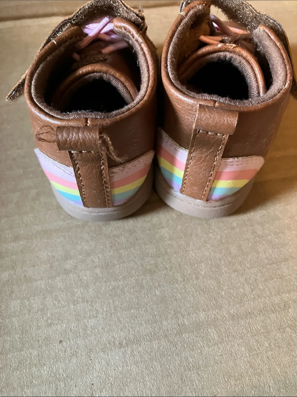 Carter's Brown Faux-Leather Toddler Boots with Pink Laces